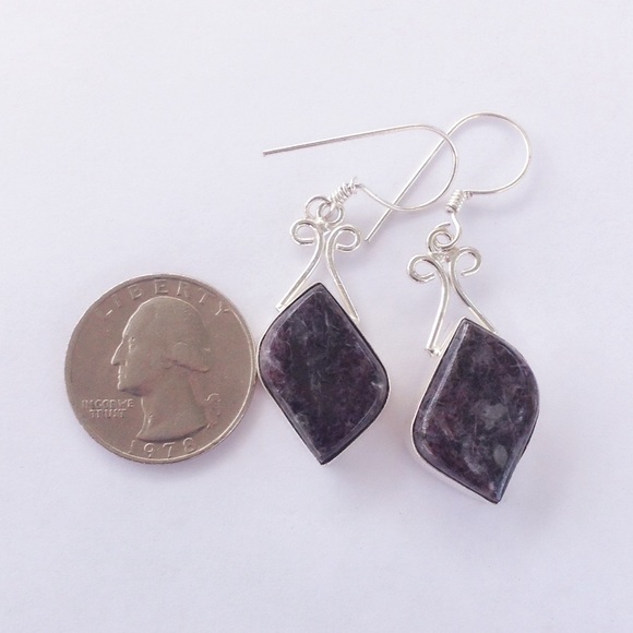 Natural Charoite Earrings - Picture 4 of 5